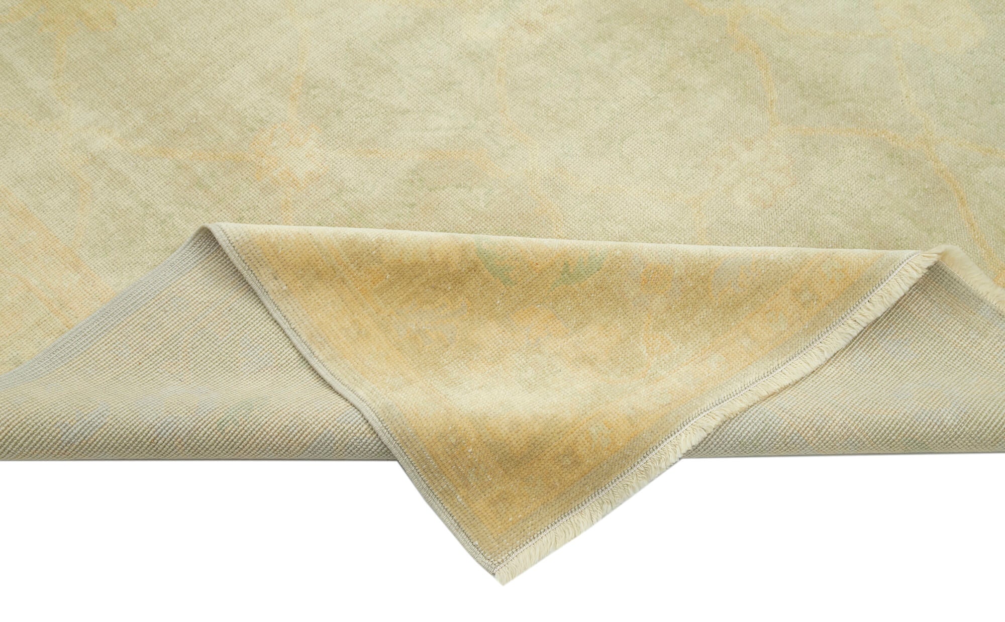 Handmade Wool Area Rug - Tebriz Yellow Classic Cotton Rug 6x9 Feet by Agacan