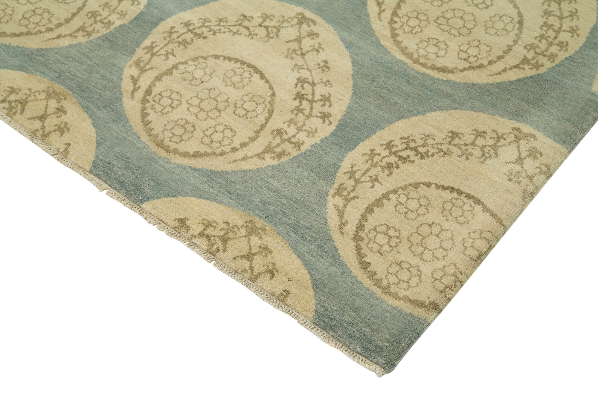 Handmade Wool Area Rug - Tebriz Classic Beige Cotton Wool Rug 8'x10'2"