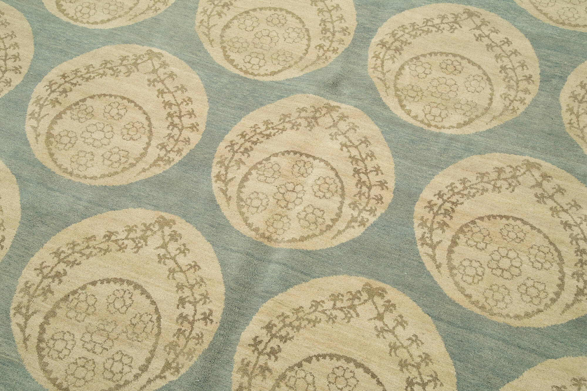 Handmade Wool Area Rug - Tebriz Classic Beige Cotton Wool Rug 8'x10'2"