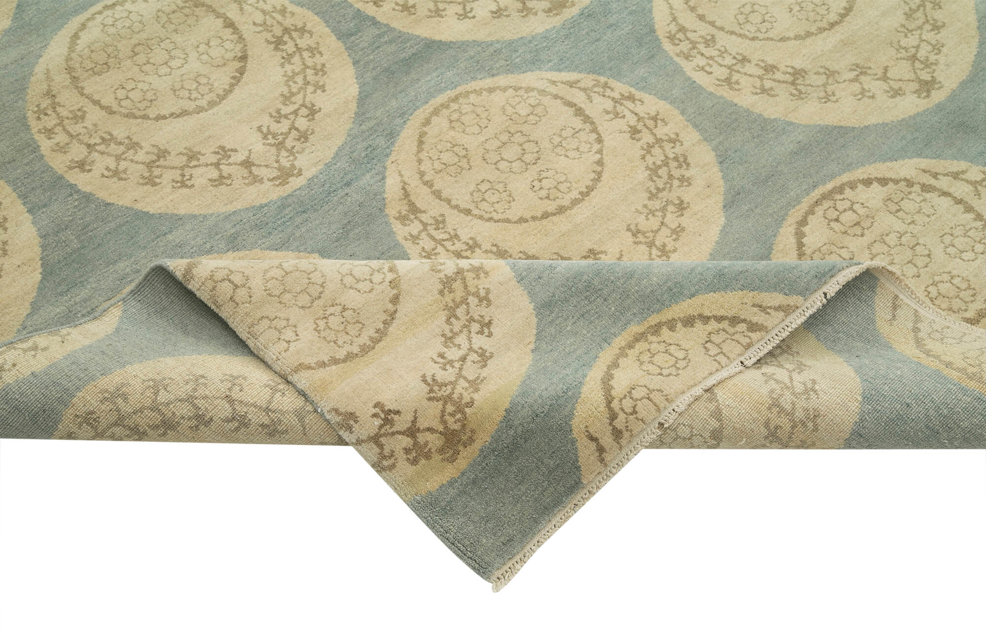 Handmade Wool Area Rug - Tebriz Classic Beige Cotton Wool Rug 8'x10'2"
