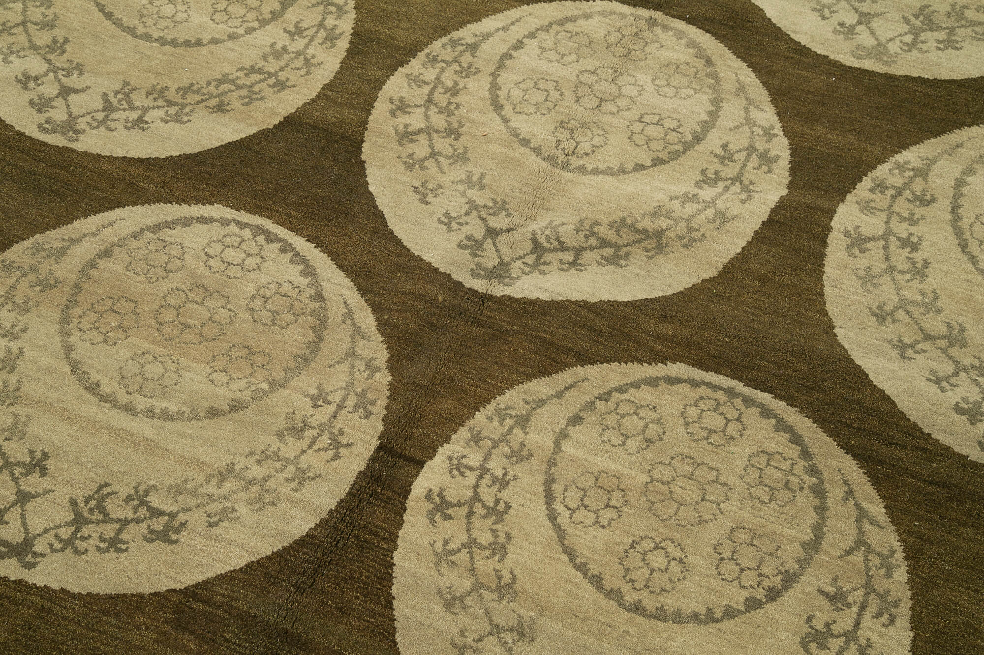 Handmade Wool Area Rug – Tebriz Brown Classic Cotton Wool Rug 8'x10' | Vintage Turkish Carpet