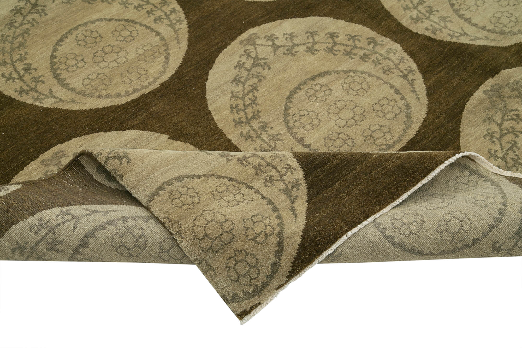 Handmade Wool Area Rug – Tebriz Brown Classic Cotton Wool Rug 8'x10' | Vintage Turkish Carpet