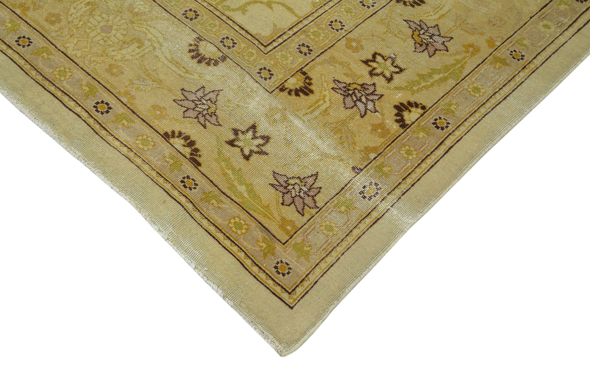 Handmade Area Rug – Classic Green Vintage Wool & Cotton Carpet 9'11''x13'4''