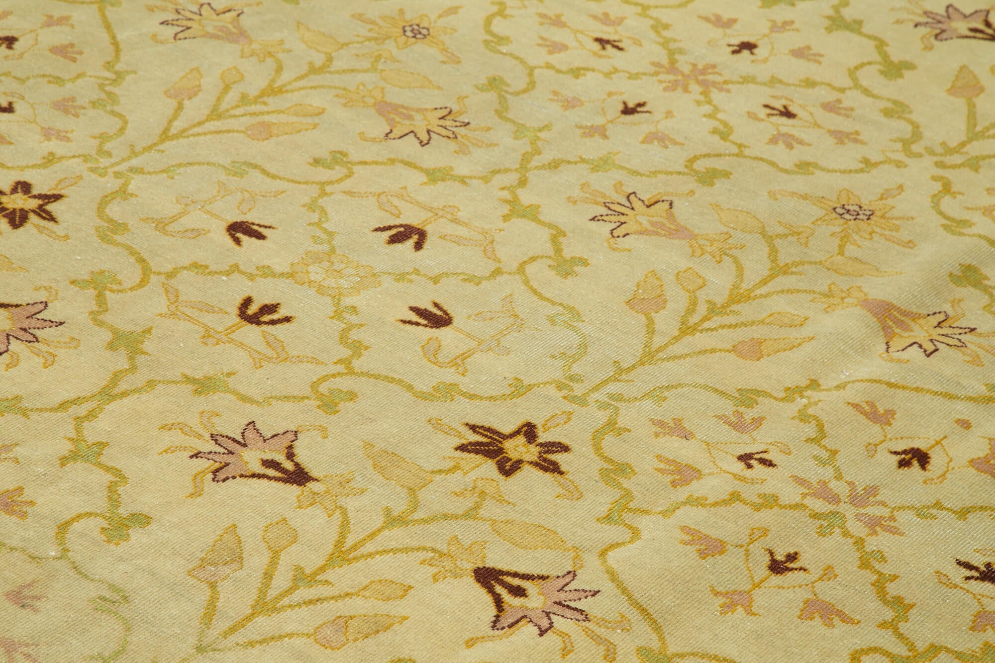 Handmade Area Rug – Classic Green Vintage Wool & Cotton Carpet 9'11''x13'4''