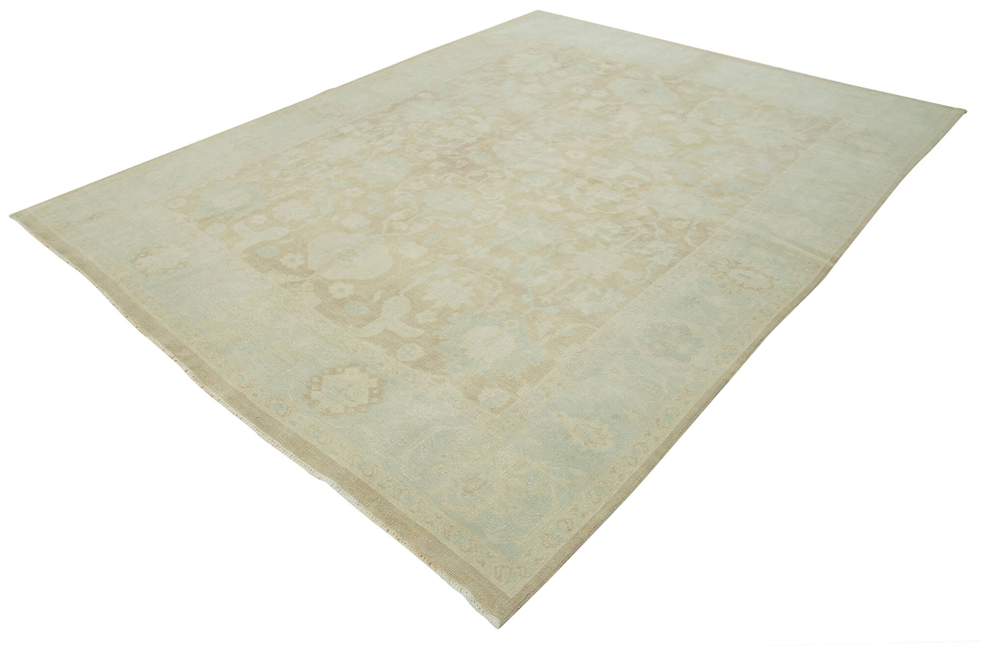 Handmade Wool Area Rug – Tebriz Classic Beige Cotton Wool Rug 7'10''x11'8''