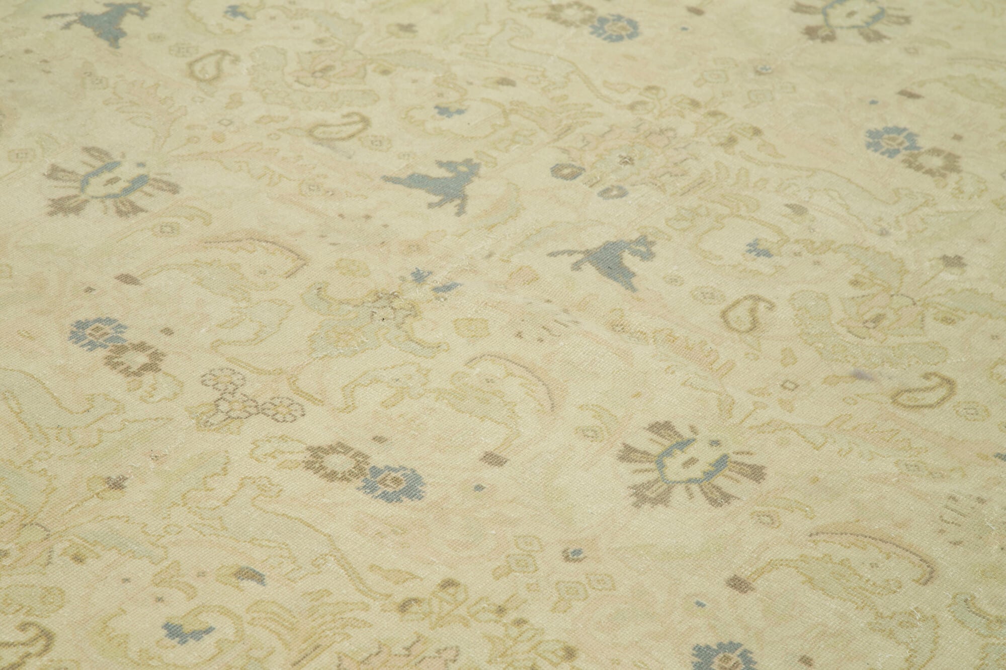 Handmade Wool Area Rug - Tebriz Classic Beige Cotton Wool Rug 7'9''x10'7''