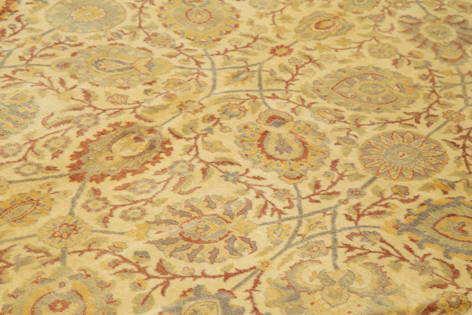 Handmade Wool Area Rug – Tebriz Classic Yellow Cotton Wool Rug 8'6" x 11'8"