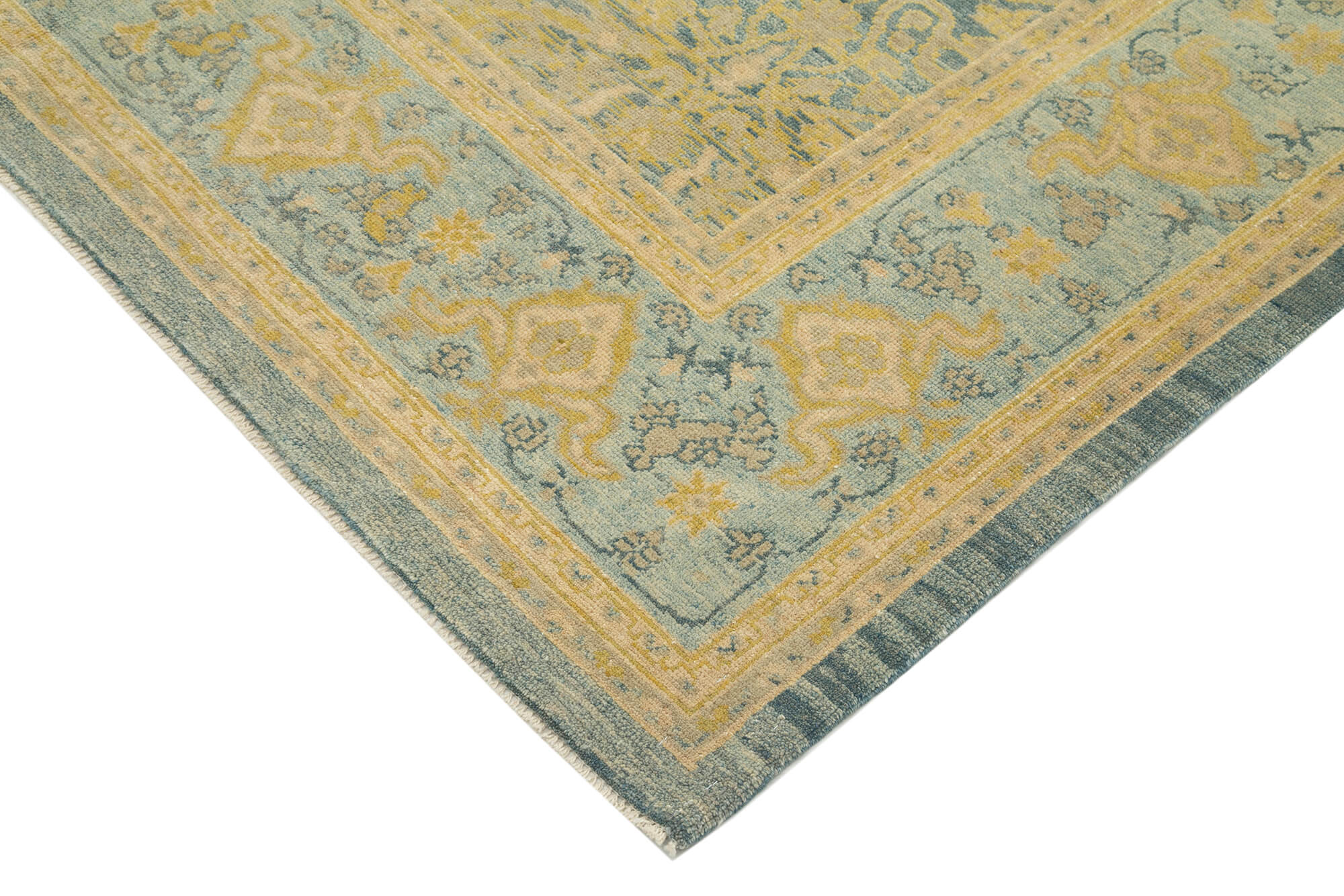 Handmade Area Rug – Classic Blue Tebriz Wool Cotton Rug 6'5''x9'9''