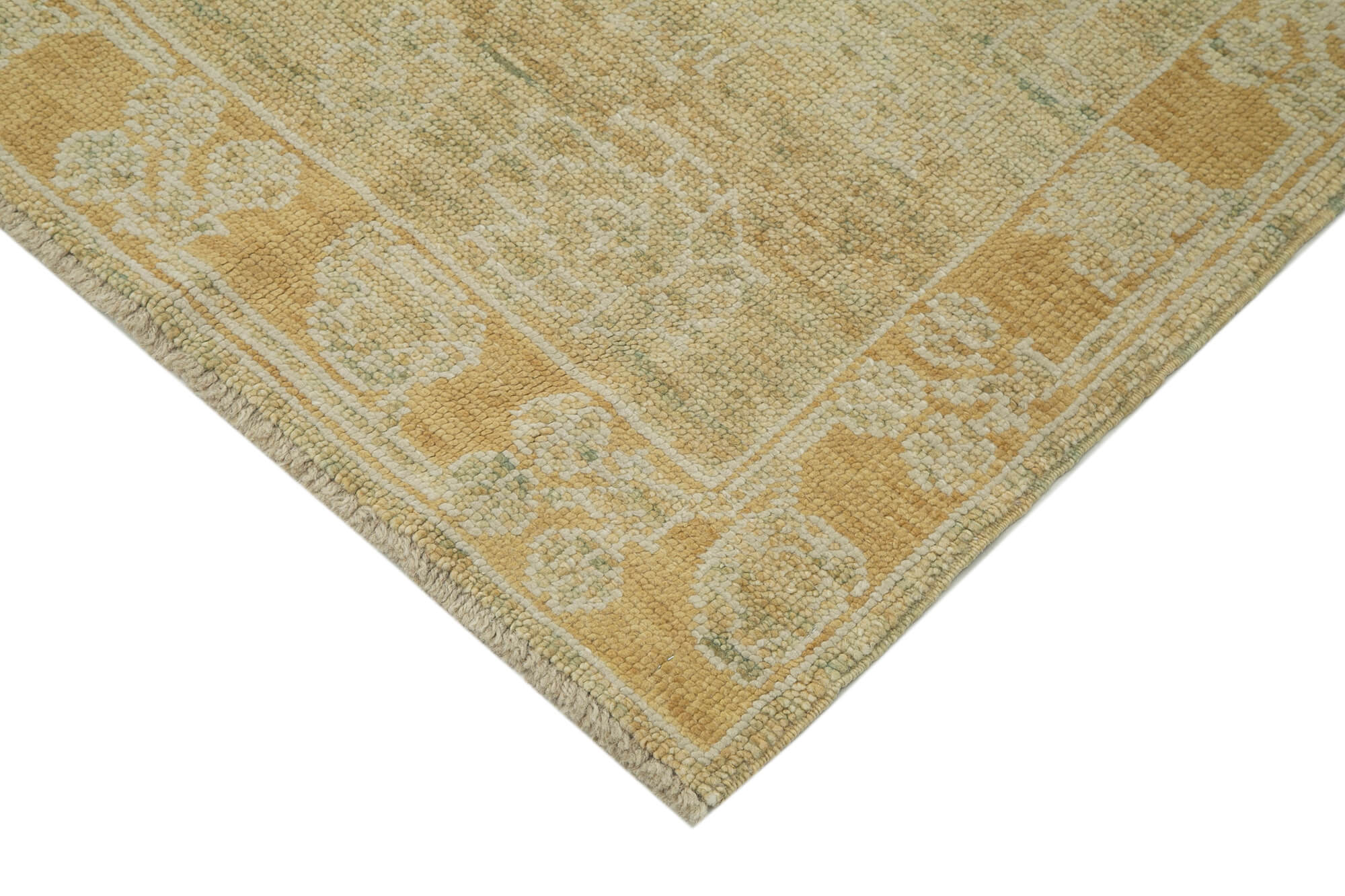Handmade Wool Area Rug - Tebriz Classic Beige Cotton Wool Rug 9'2'' x 11'11''