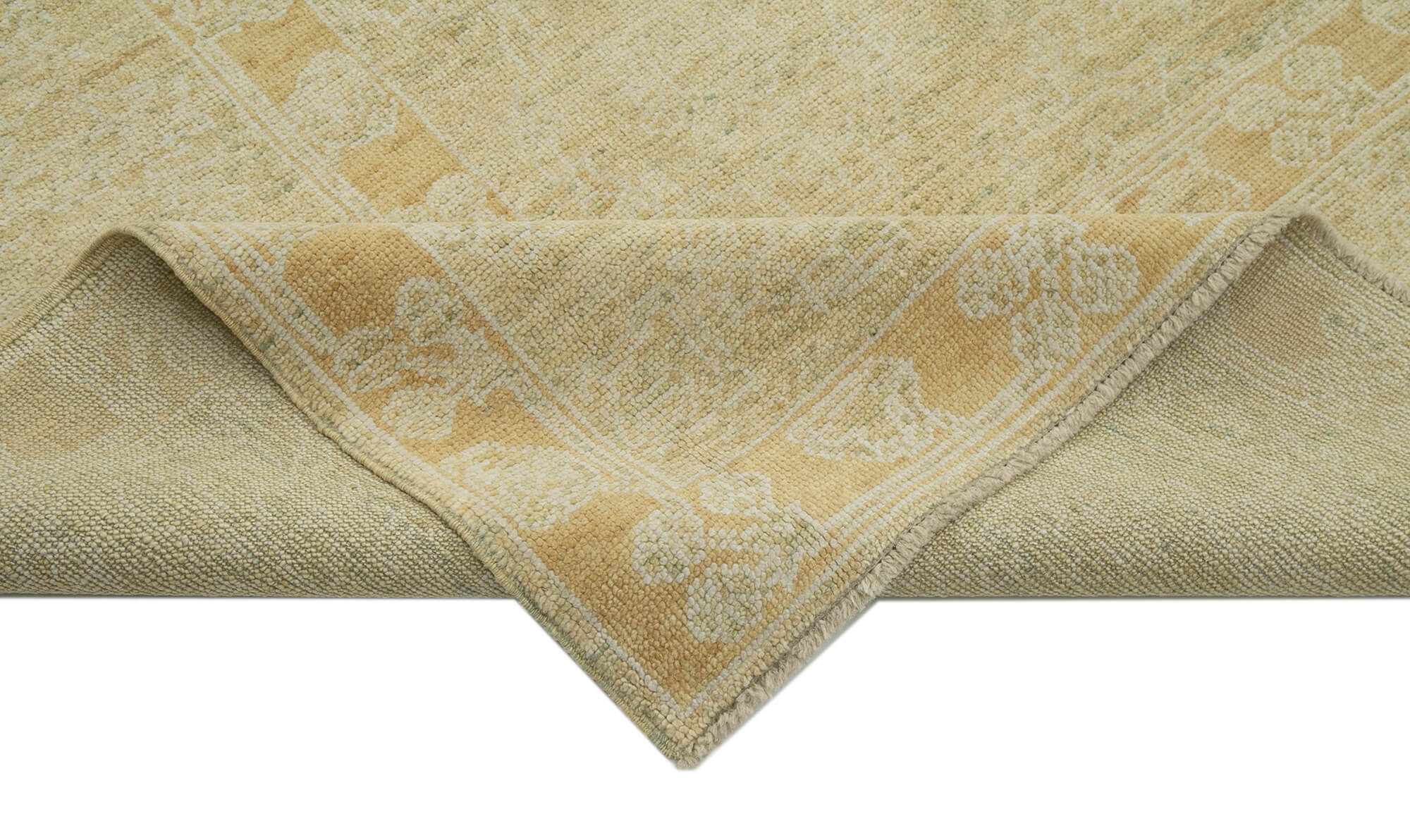 Handmade Wool Area Rug - Tebriz Classic Beige Cotton Wool Rug 9'2'' x 11'11''