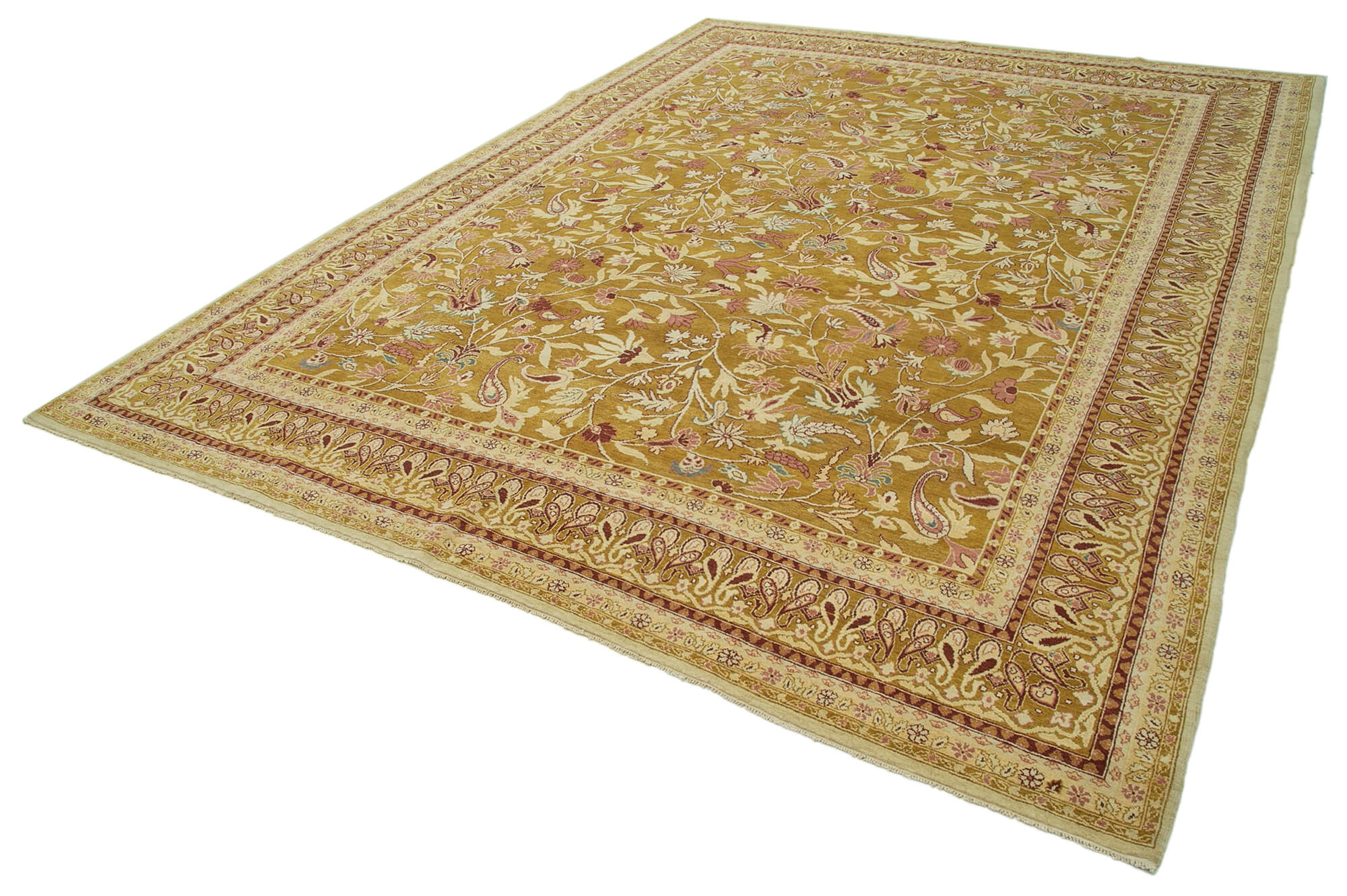 Handmade Wool Area Rug – Tebriz Classic Beige Cotton Wool Rug 8'11''x11'11''
