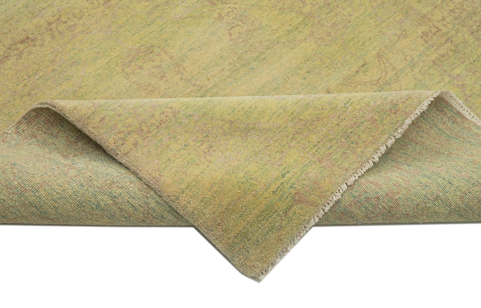 Handmade Wool Area Rug – Tebriz Classic Green Cotton Wool Carpet 8'11'' x 12'3''