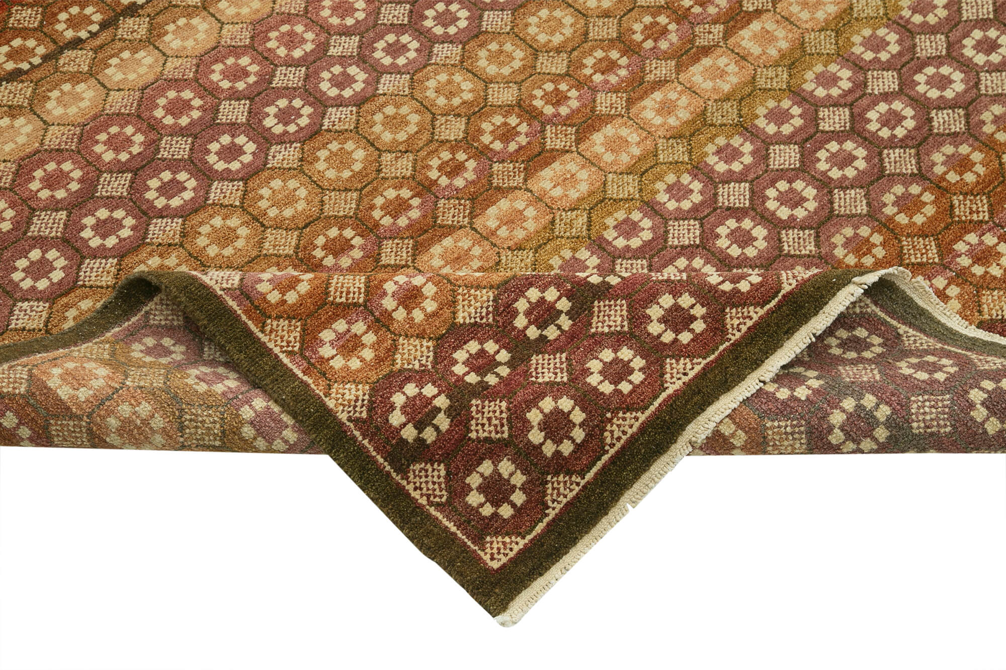 Handmade Wool Area Rug – Tebriz Red Classic Cotton Wool Hand Woven Rug 8'2''x9'11''