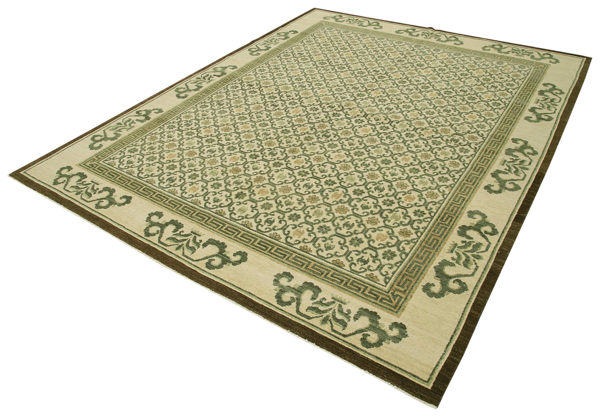 Handmade Wool Area Rug - Tebriz Classic Beige Cotton Wool Rug 8'x10' by Agacan