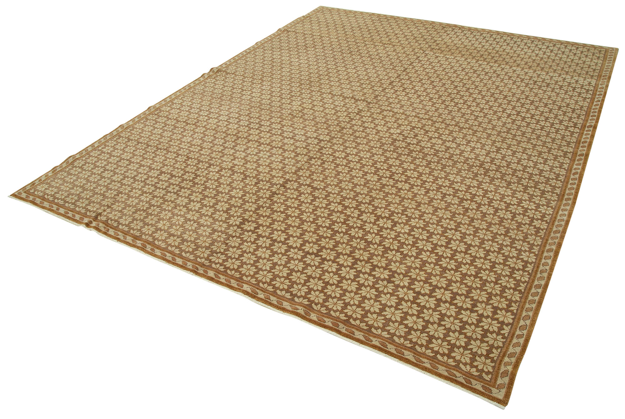 Handmade Area Rug – Classic Beige Turkish Hand Knotted Wool Cotton Carpet 8'2"x9'11"