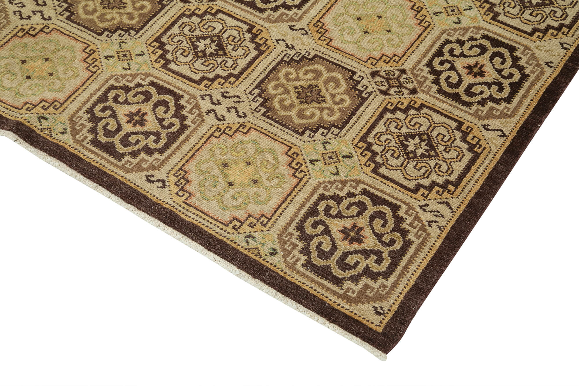 Handmade Wool Area Rug - Classic Beige Carpet 8x10 Vintage Woven Carpet
