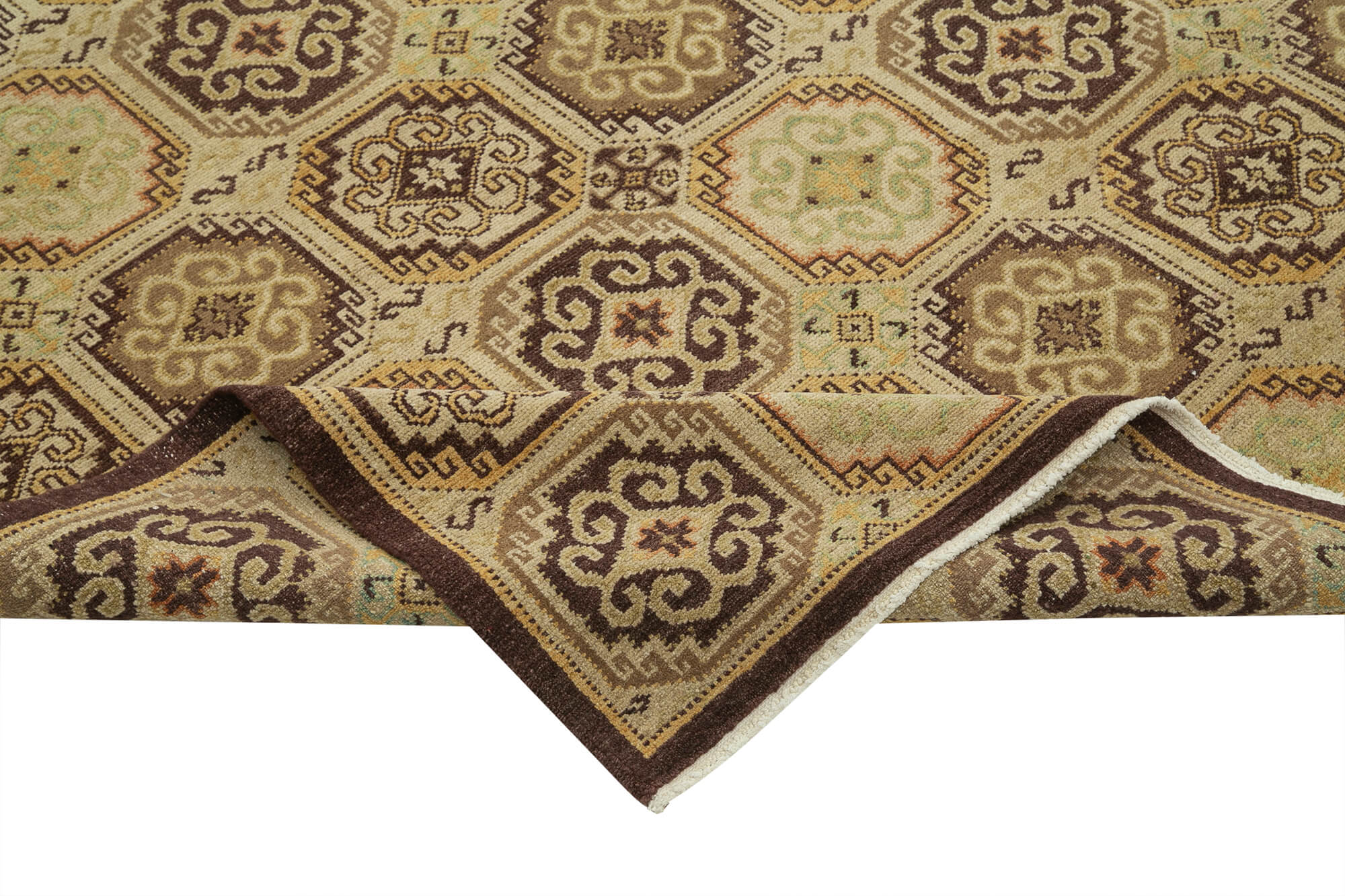 Handmade Wool Area Rug - Classic Beige Carpet 8x10 Vintage Woven Carpet