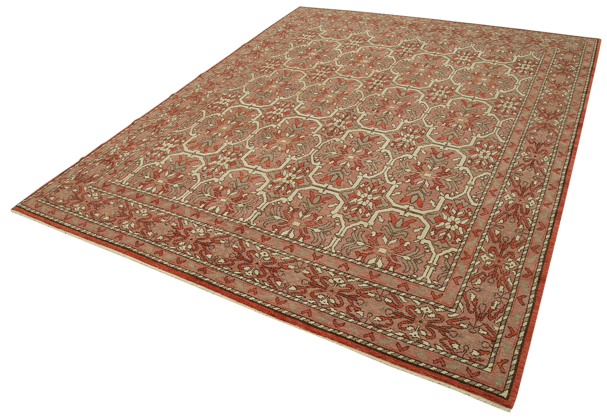 Handmade Wool Area Rug – Tebriz Classic Red Rug, Cotton Wool Carpet 7'11''x9'11''