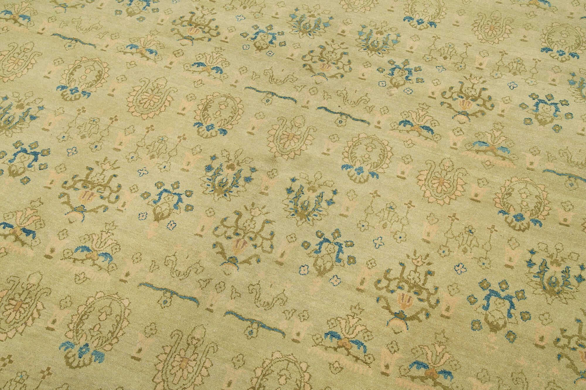 Handmade Area Rug – Classic Green Turkish Carpet | Wool Cotton Weave 7'8"x9'11"