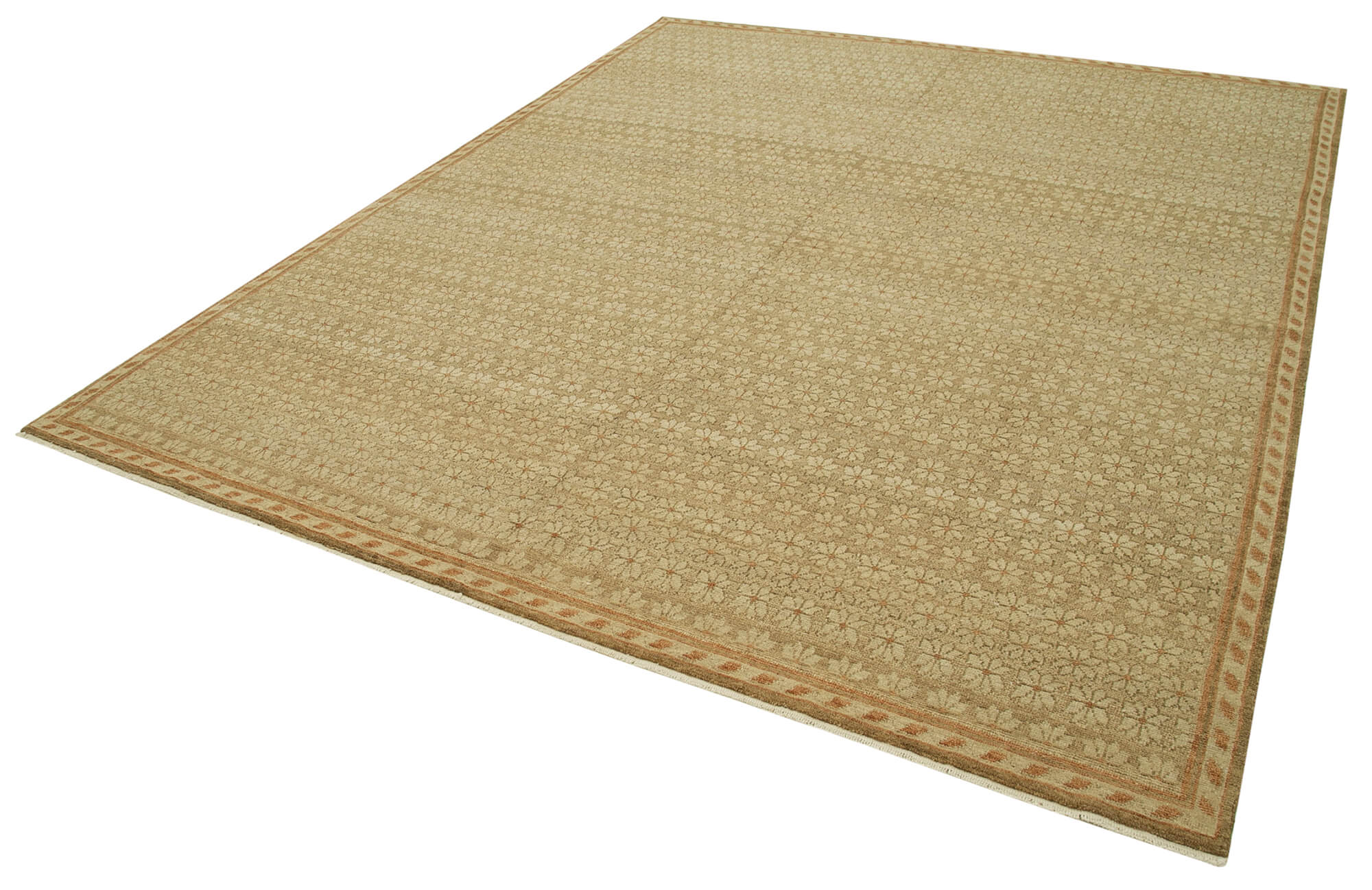 Handmade Wool Area Rug – Tebriz Classic Beige Cotton Wool Rug 8x10 Vintage Style