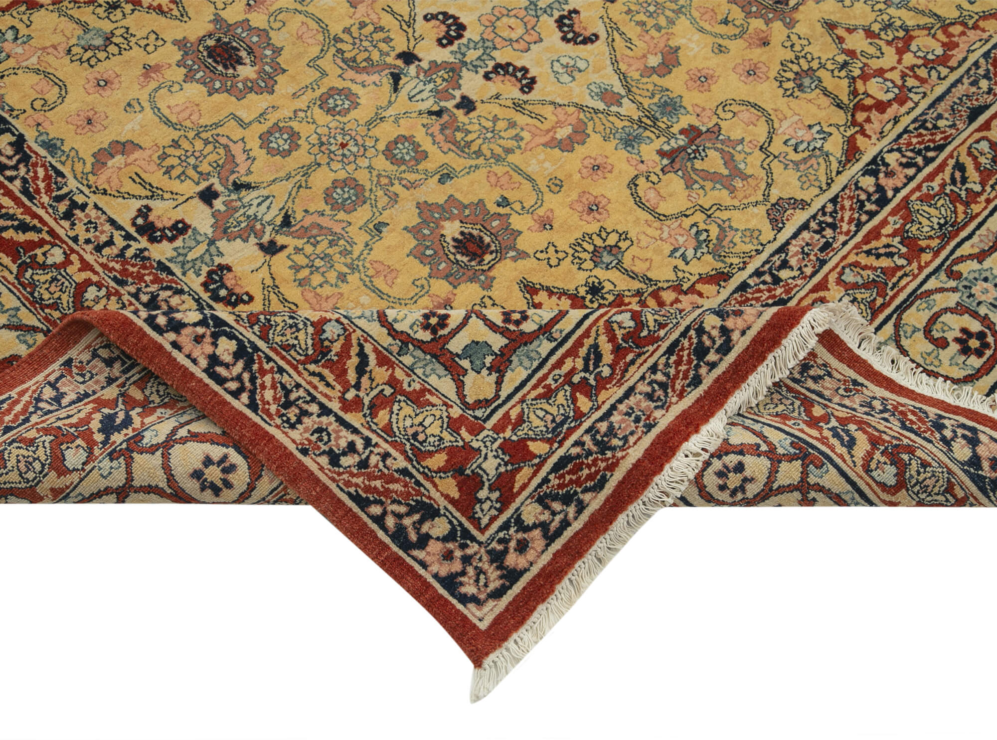 Handmade Wool Area Rug – Tebriz Red Classic 7x10 Feet Cotton Wool Rug