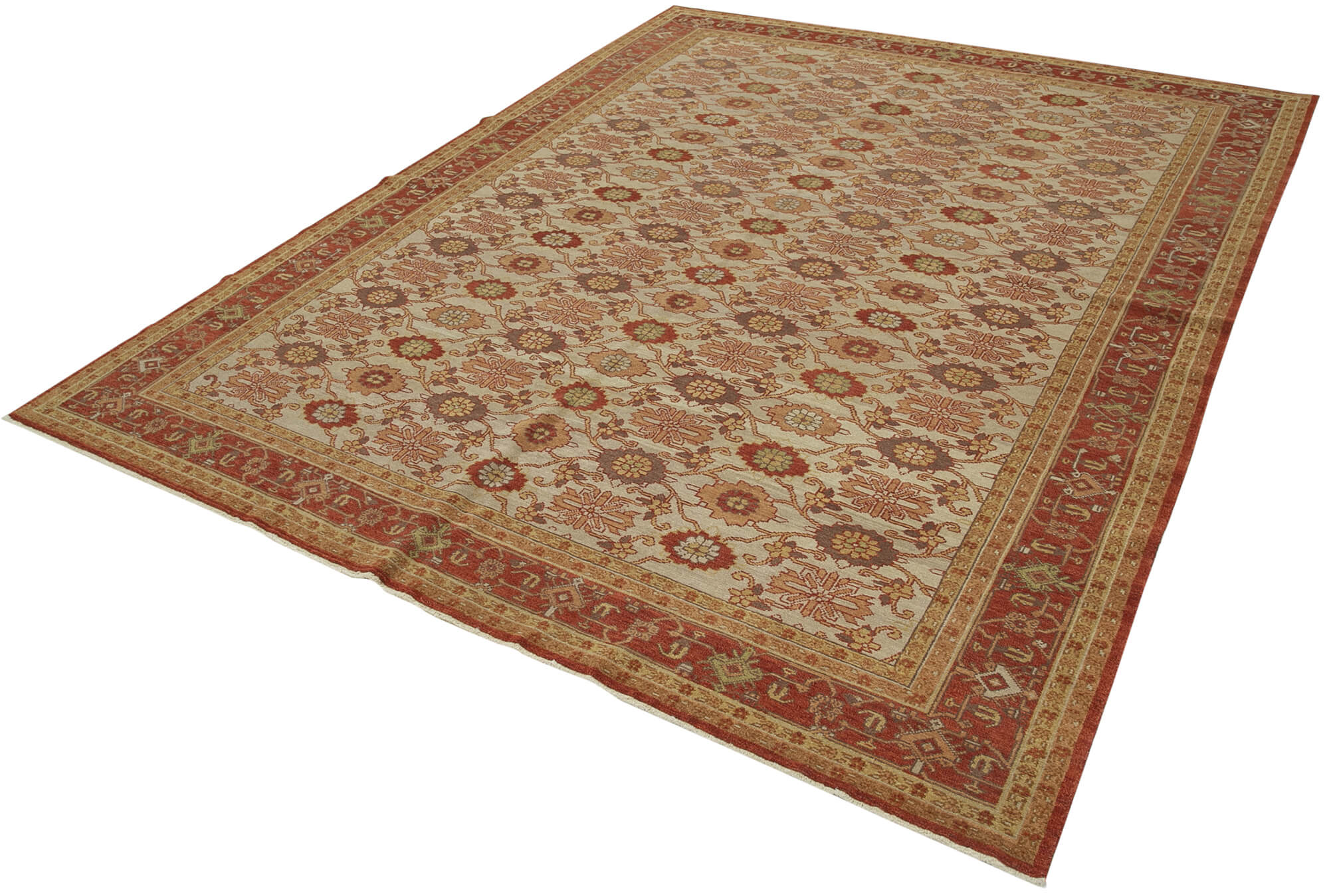 Handmade Wool Area Rug – Tebriz Red Classic Cotton Rug, Soft Wool Texture 8'x9'10"