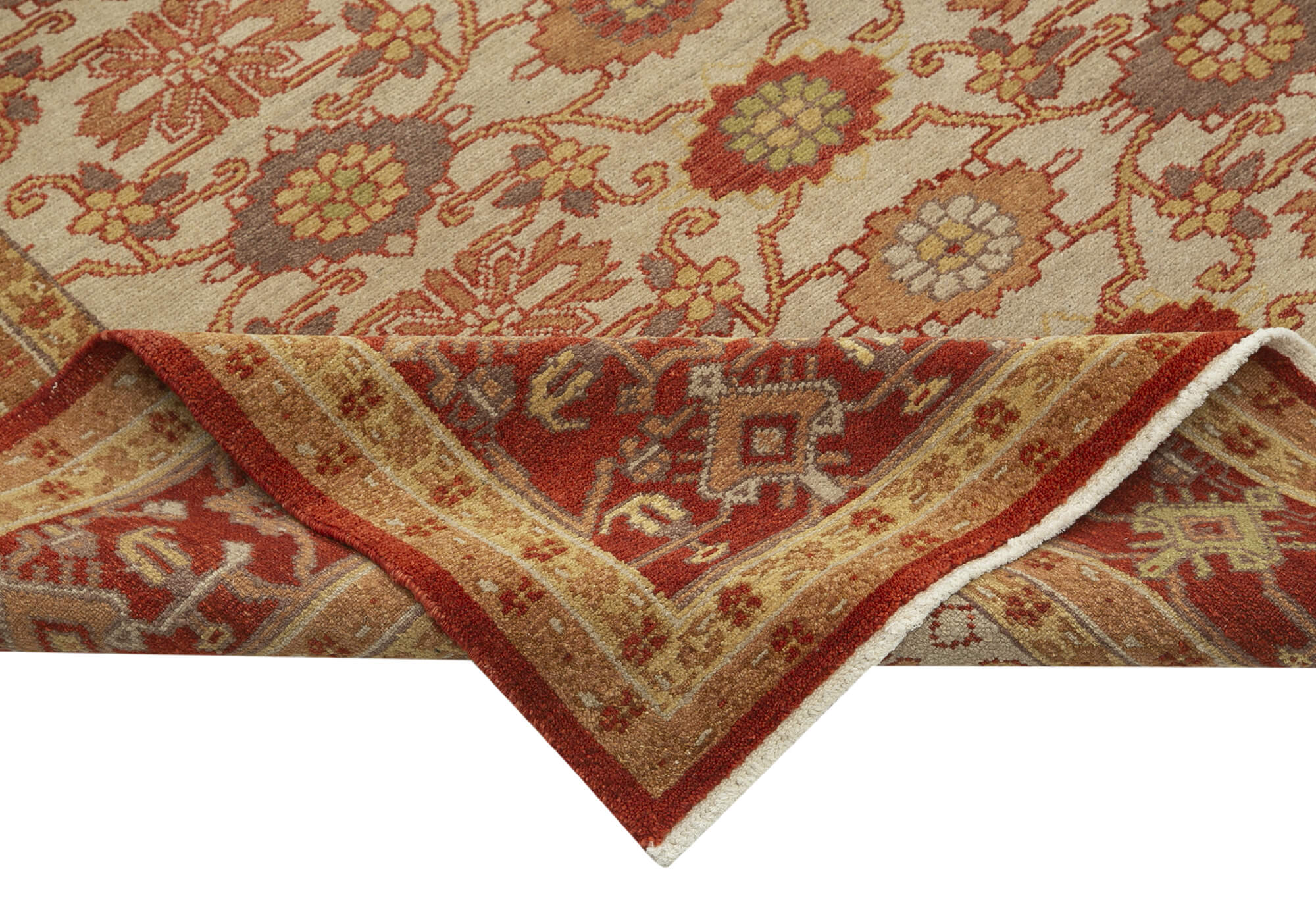 Handmade Wool Area Rug – Tebriz Red Classic Cotton Rug, Soft Wool Texture 8'x9'10"