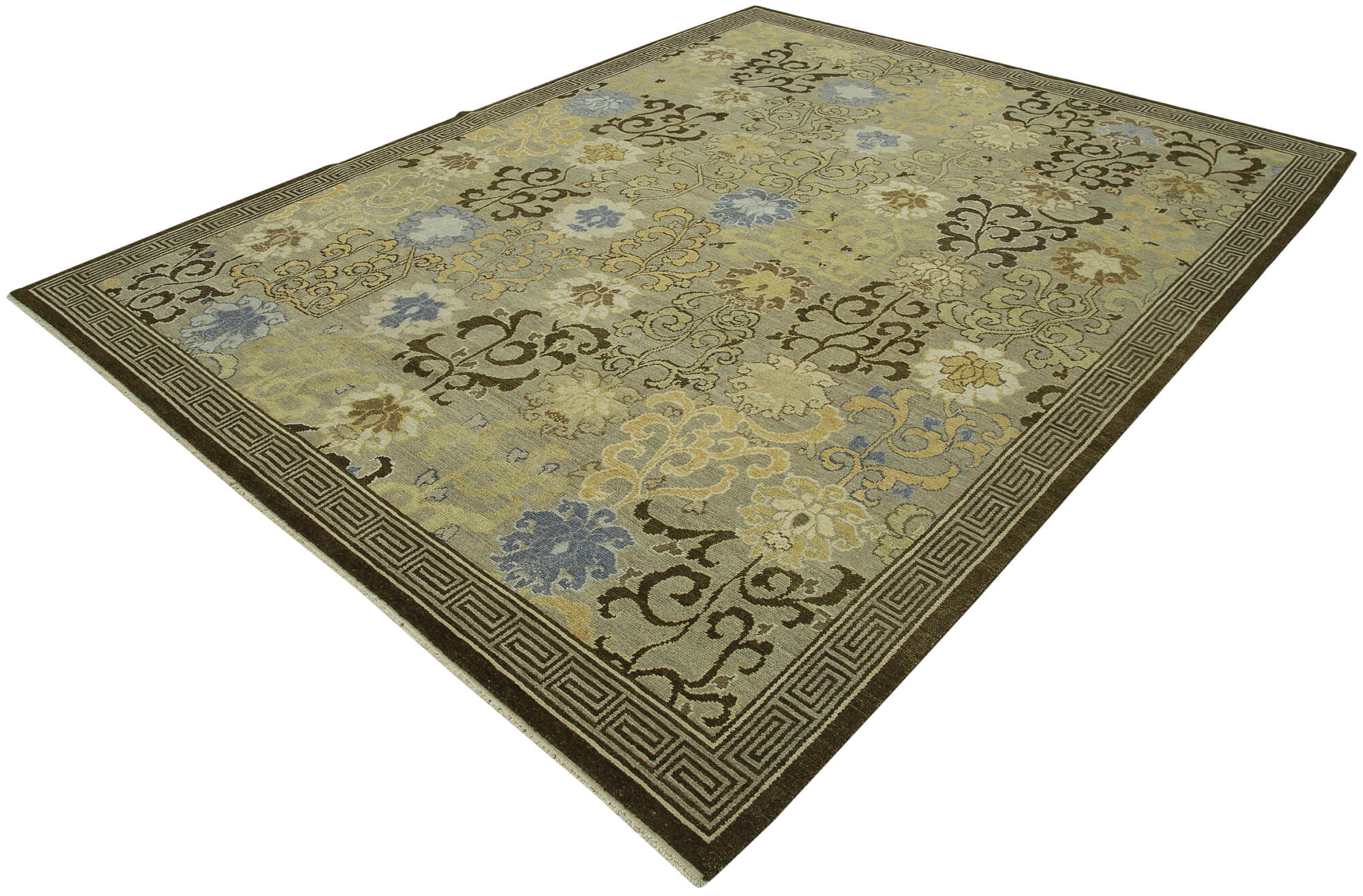 Handmade Wool Area Rug - Tebriz Brown Classic Style Rug 7'11''x10'0'' Cotton Wool