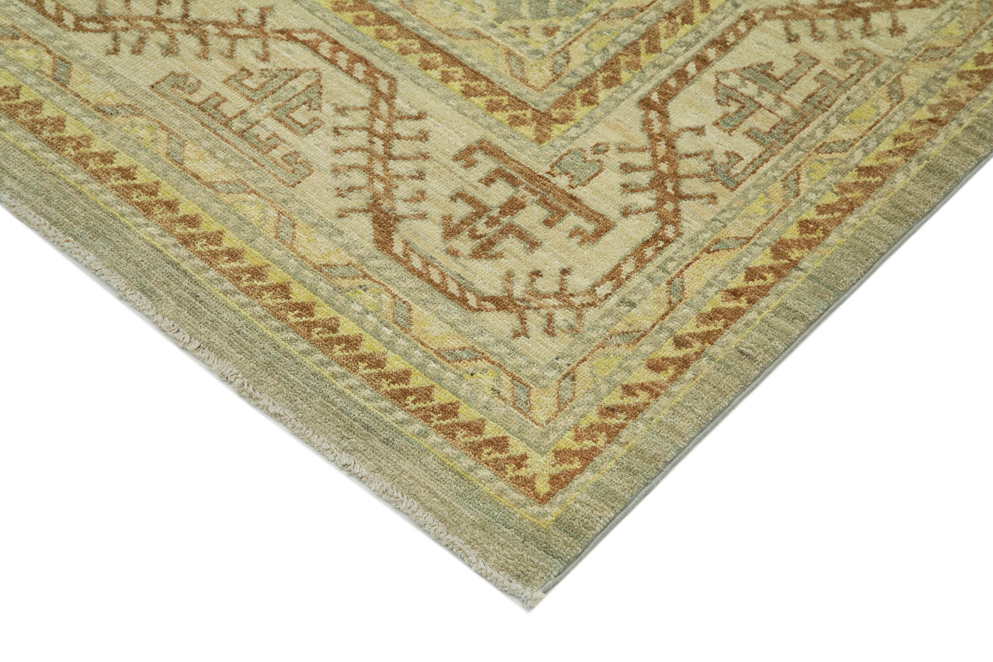 Handmade Wool Area Rug – Classic Beige Cotton Wool Rug 7x9 Feet | Vintage Turkish Design
