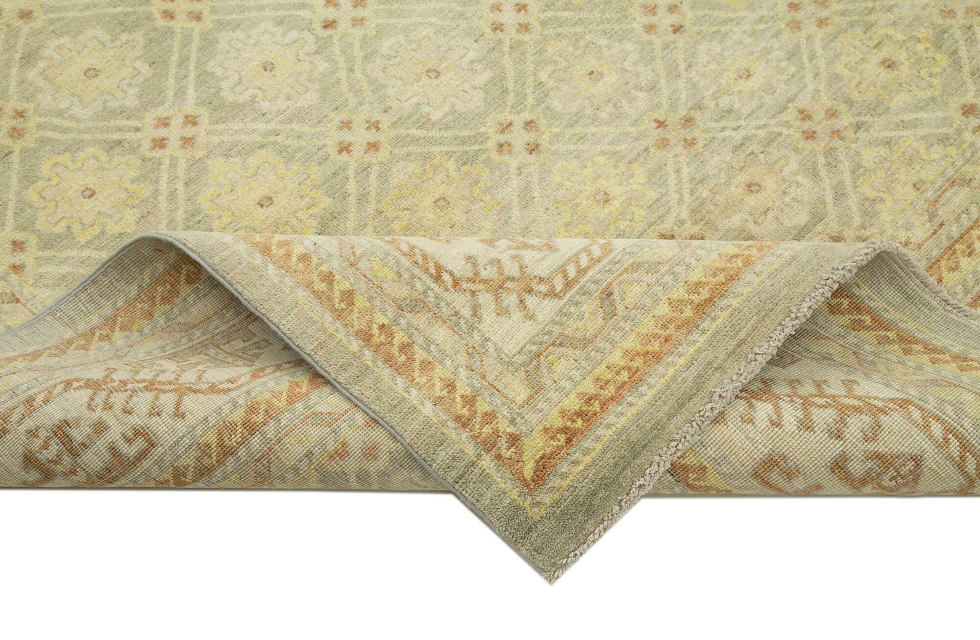 Handmade Wool Area Rug – Classic Beige Cotton Wool Rug 7x9 Feet | Vintage Turkish Design