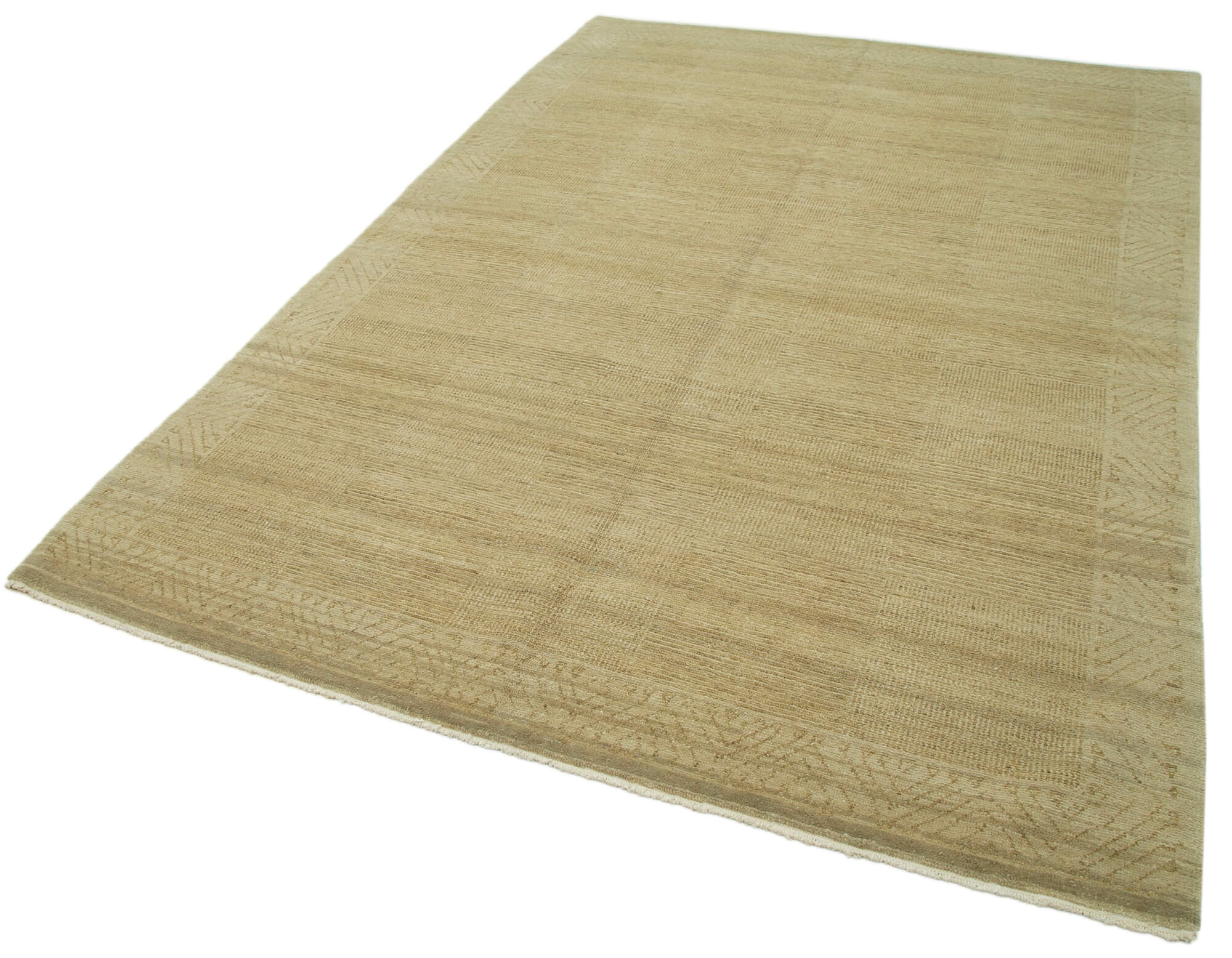 Handmade Wool Area Rug – Tebriz Classic Beige 6x9 Cotton Wool Blend Rug