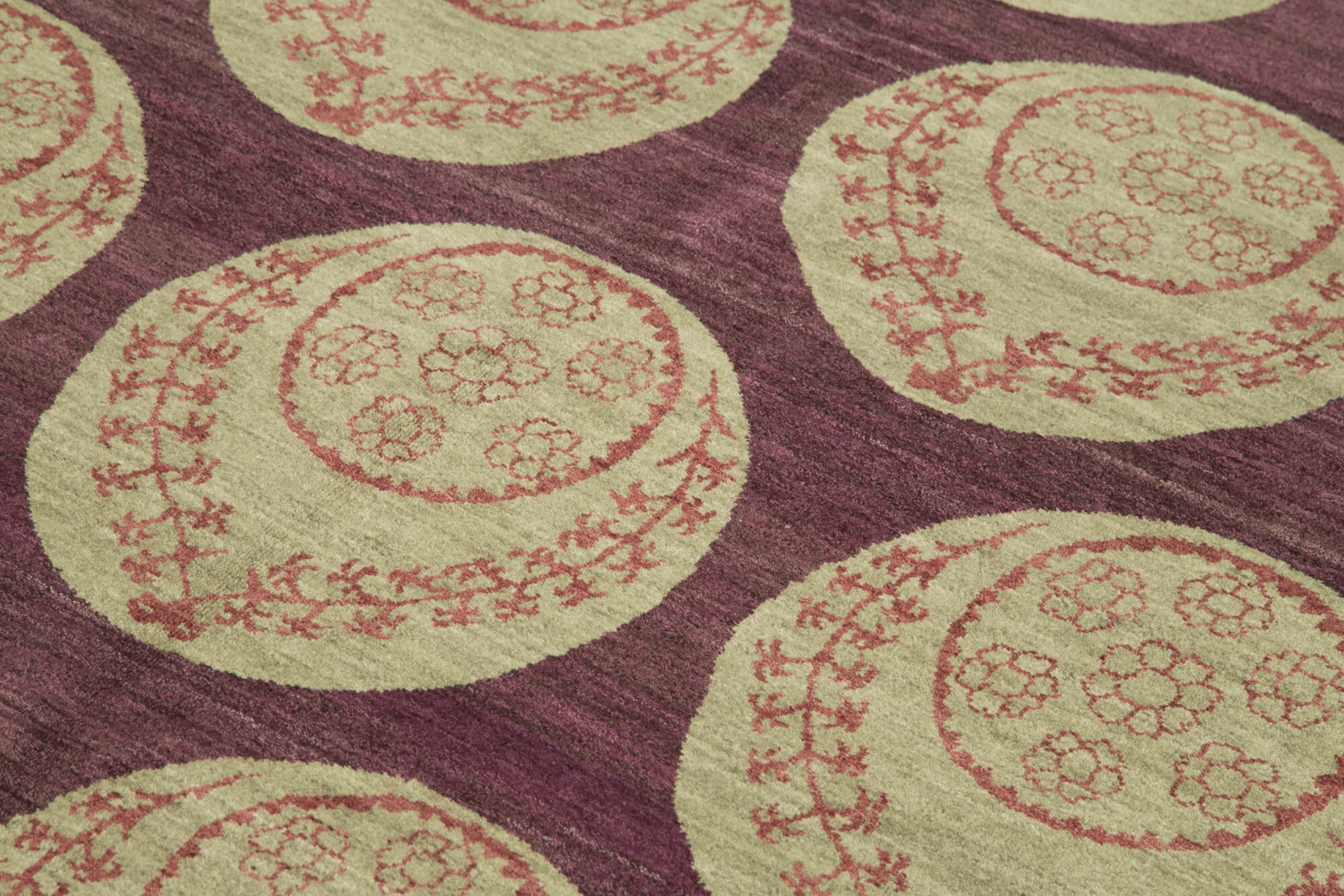 Handmade Wool Area Rug – Tebriz Purple Classic Soft Cotton Wool Carpet 5'11''x8'1''