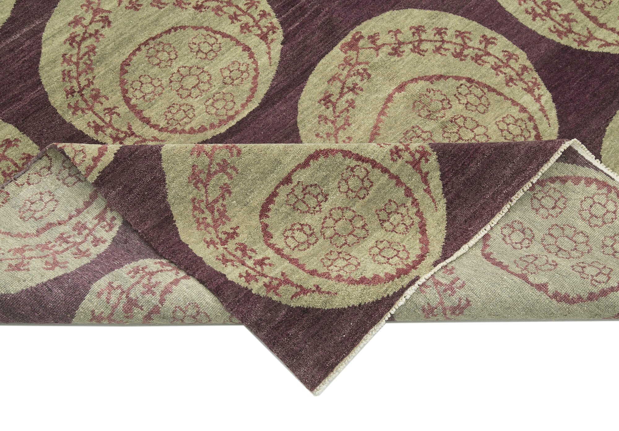 Handmade Wool Area Rug – Tebriz Purple Classic Soft Cotton Wool Carpet 5'11''x8'1''