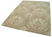 Handmade Wool Area Rug – Tebriz Classic Beige Cotton Wool 6x9 Vintage Turkish Woven Carpet