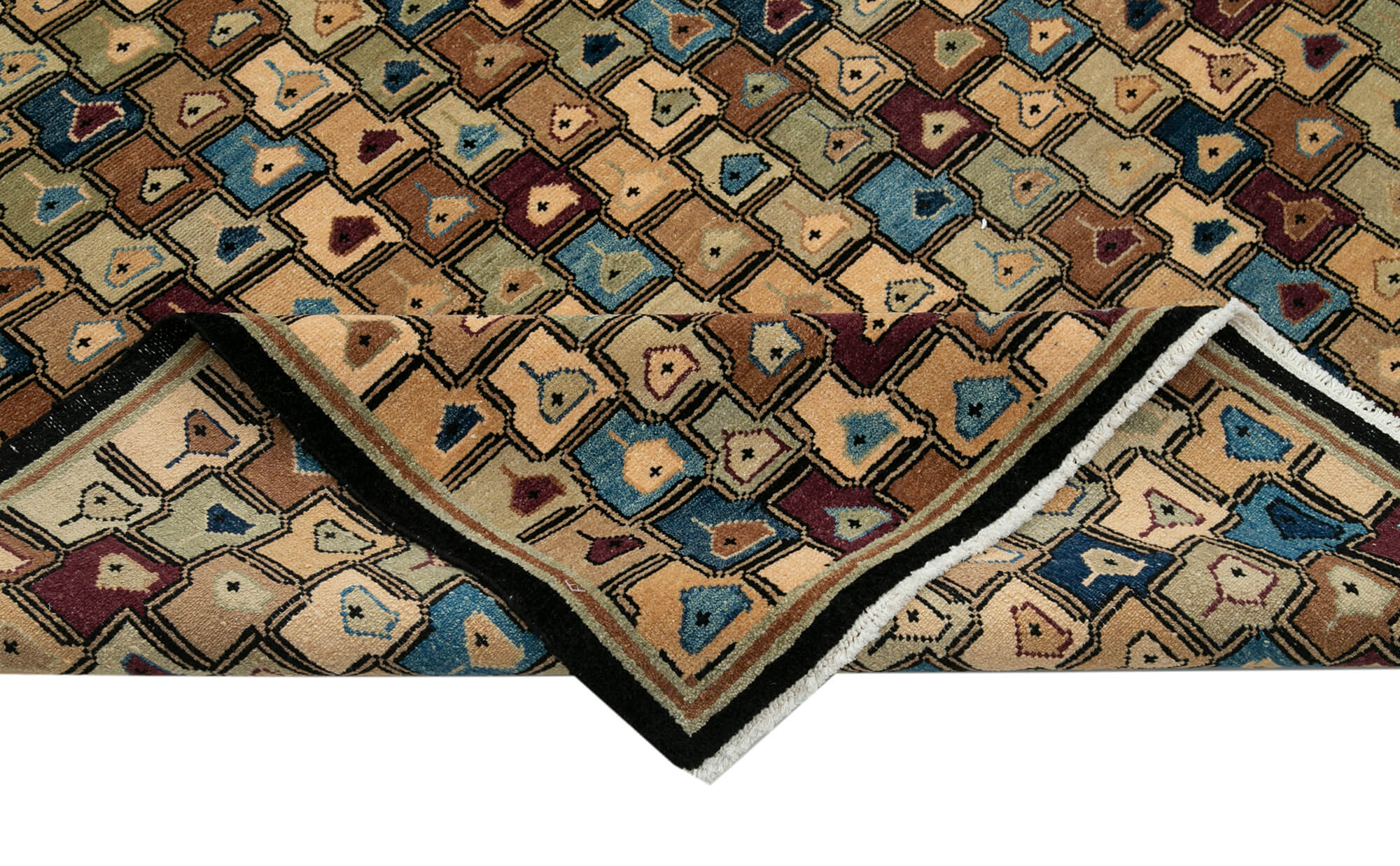 Handmade Area Rug – Tebriz Classic Black Cotton Wool Vintage Carpet 5'11''x9'2''
