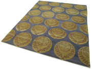 Handmade Area Rug - Classic Blue Turkish Wool Rug 5'11'' x 8'0'' Durable Cotton Weave