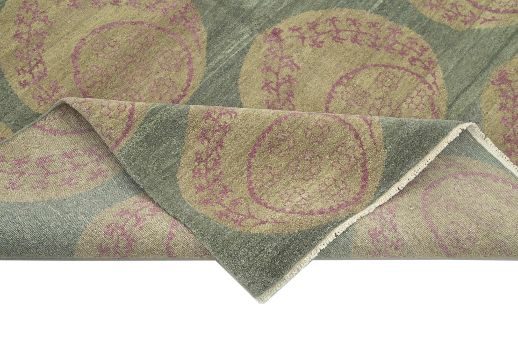 Handmade Area Rug – Classic Green Wool Cotton Turkish Vintage Carpet 5'9''x8'
