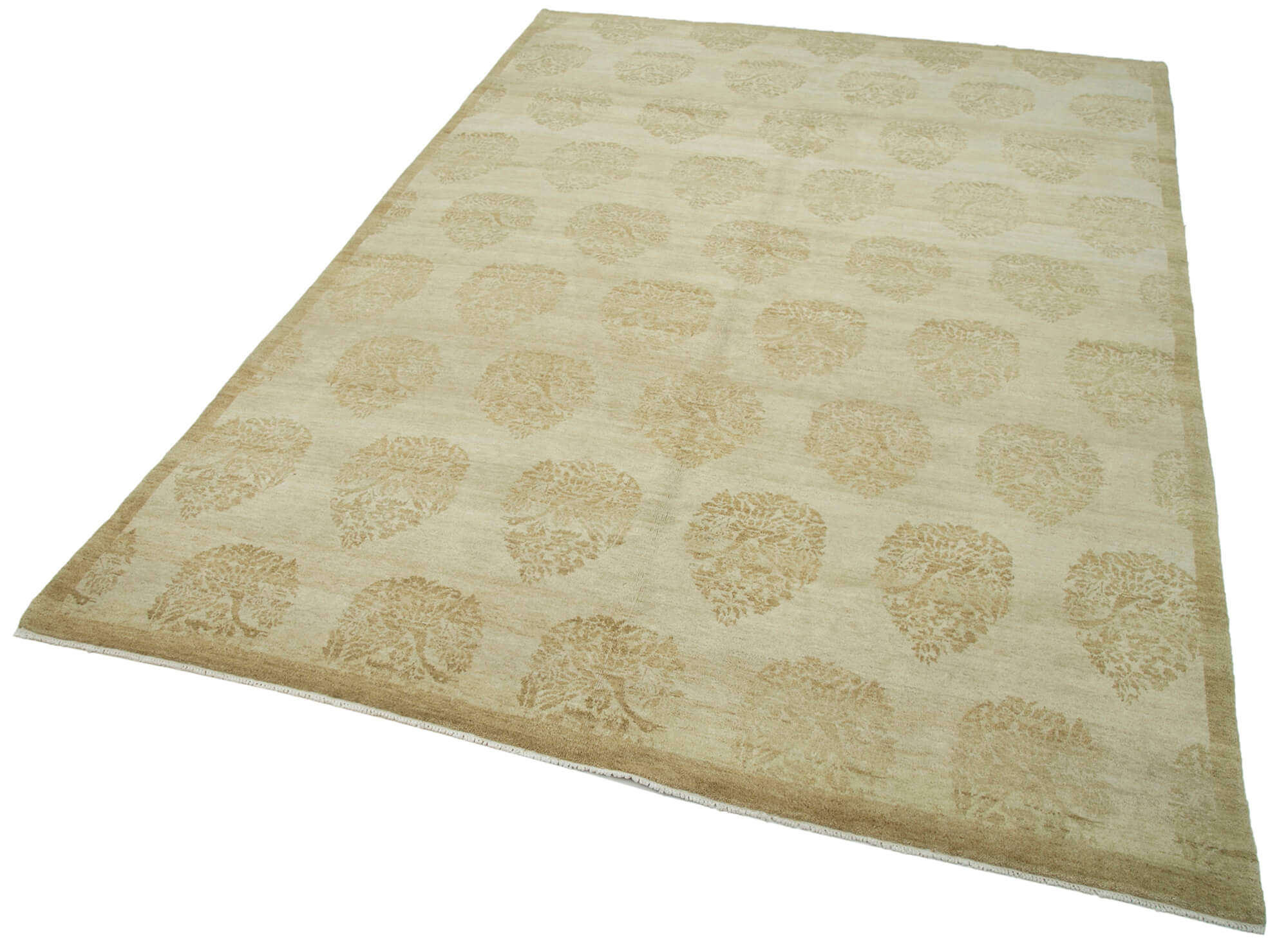 Handmade Wool Area Rug – Classic Beige 5'11''x8'7'' Cotton Wool Rug, Vintage Turkish Carpet