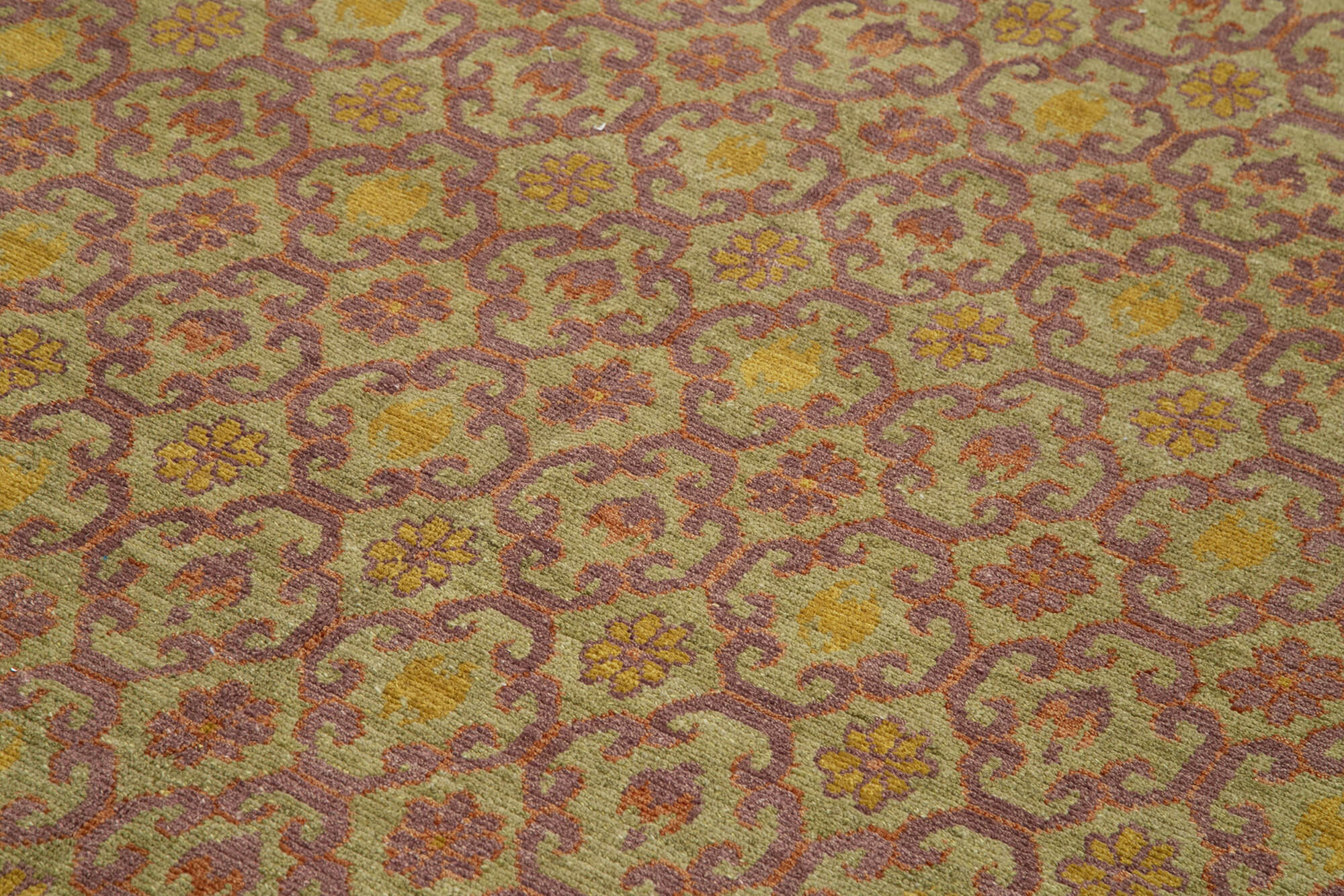 Handmade Wool Area Rug – Tebriz Classic Green Cotton Wool Rug 6'x9'11''