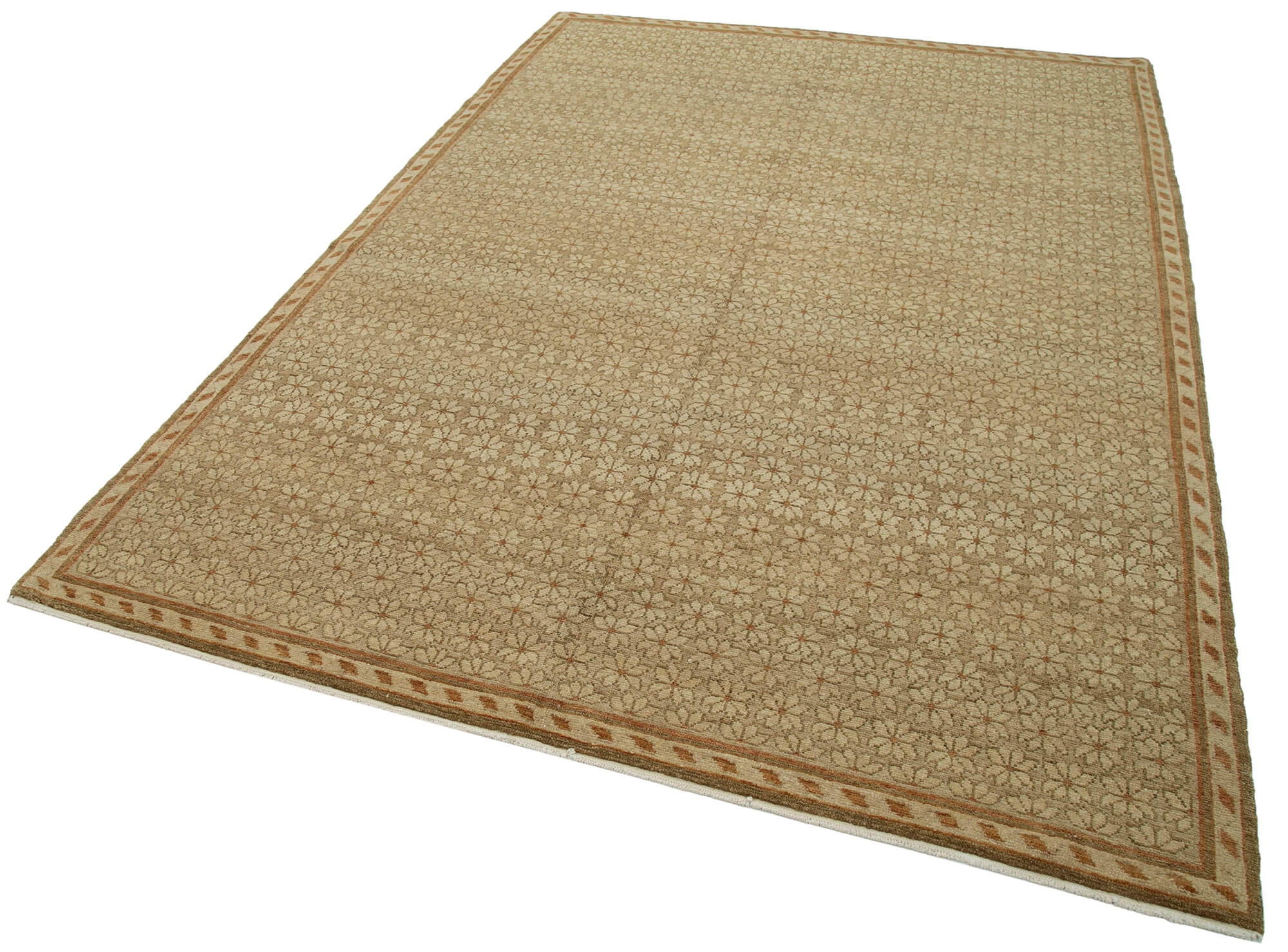 Handmade Wool Area Rug - Classic Brown Rug 6'3''x8'11'' | Durable Cotton Weave