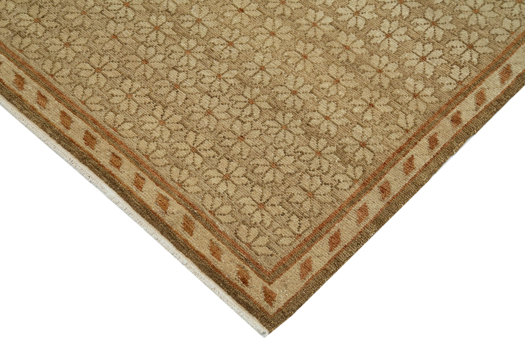 Handmade Wool Area Rug - Classic Brown Rug 6'3''x8'11'' | Durable Cotton Weave