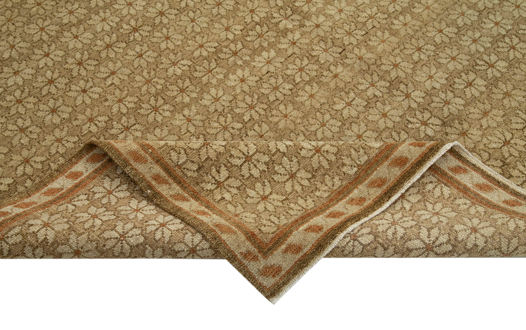 Handmade Wool Area Rug - Classic Brown Rug 6'3''x8'11'' | Durable Cotton Weave
