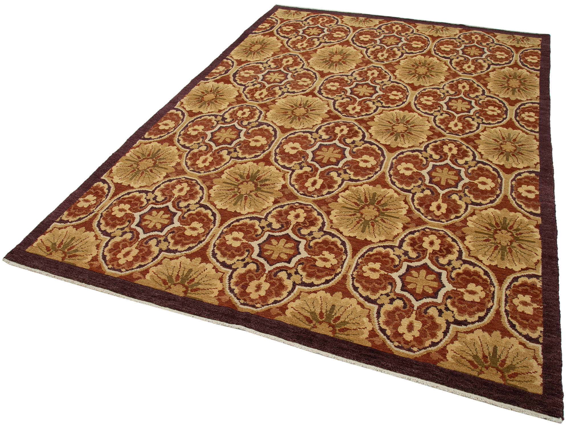 Handmade Wool Area Rug – Tebriz Red Classic Cotton Wool Blend 6'x8'8'' Durable Turkish Carpet