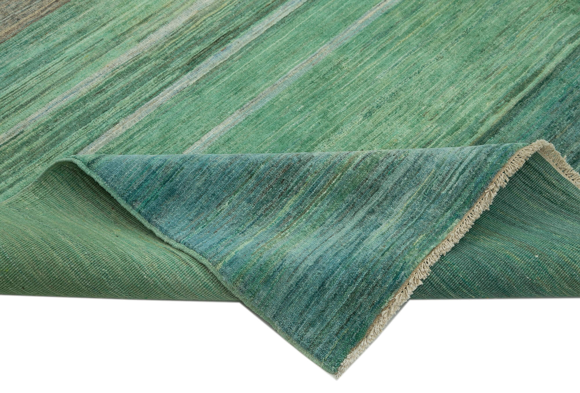 Handmade Area Rug – Tebriz Turquoise Cotton Wool Vintage Hand Woven Carpet 7'11'' x 9'9''