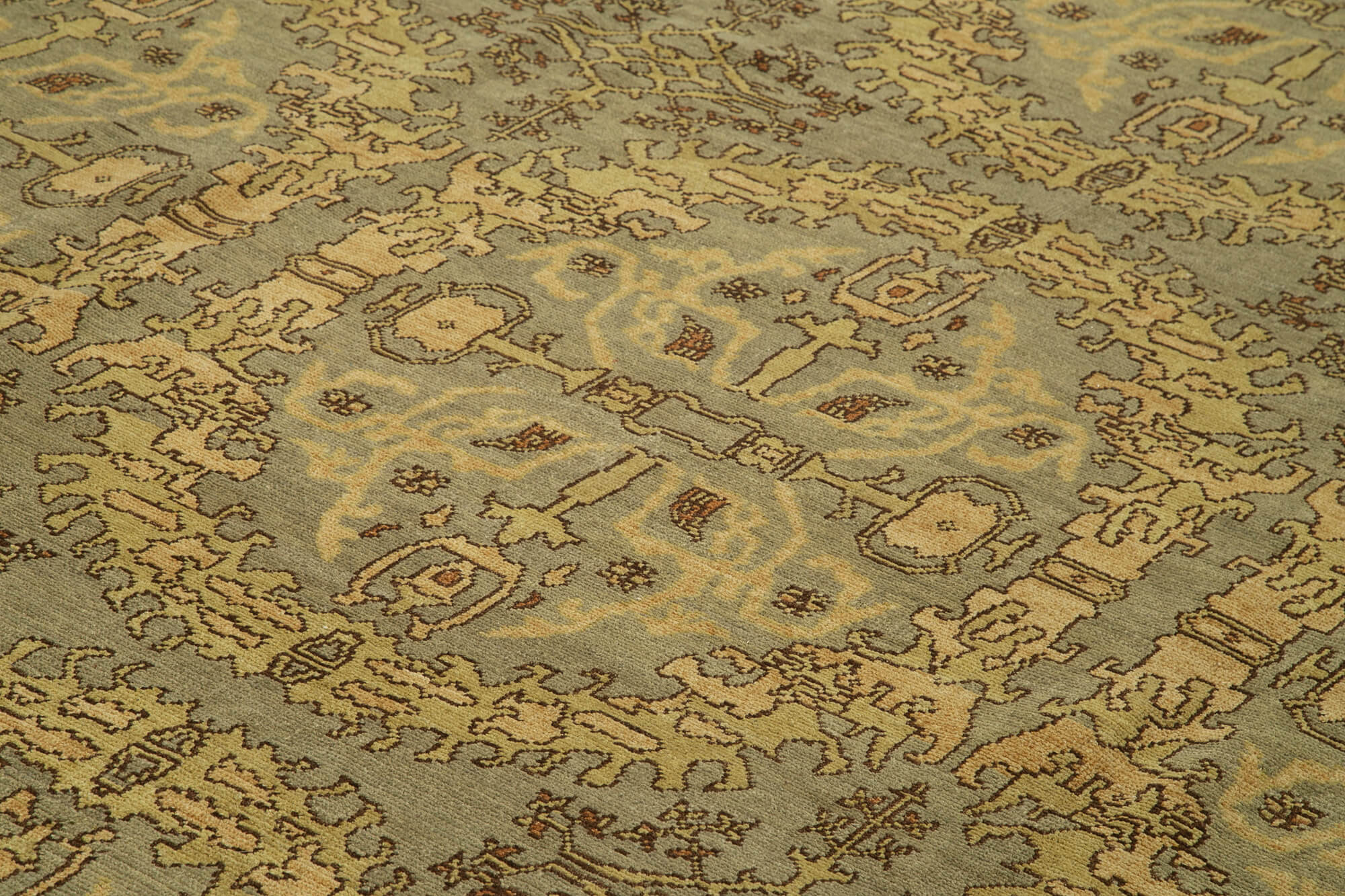Handmade Wool Area Rug – Tebriz Yellow Classic Cotton Rug 9'6''x12'0''