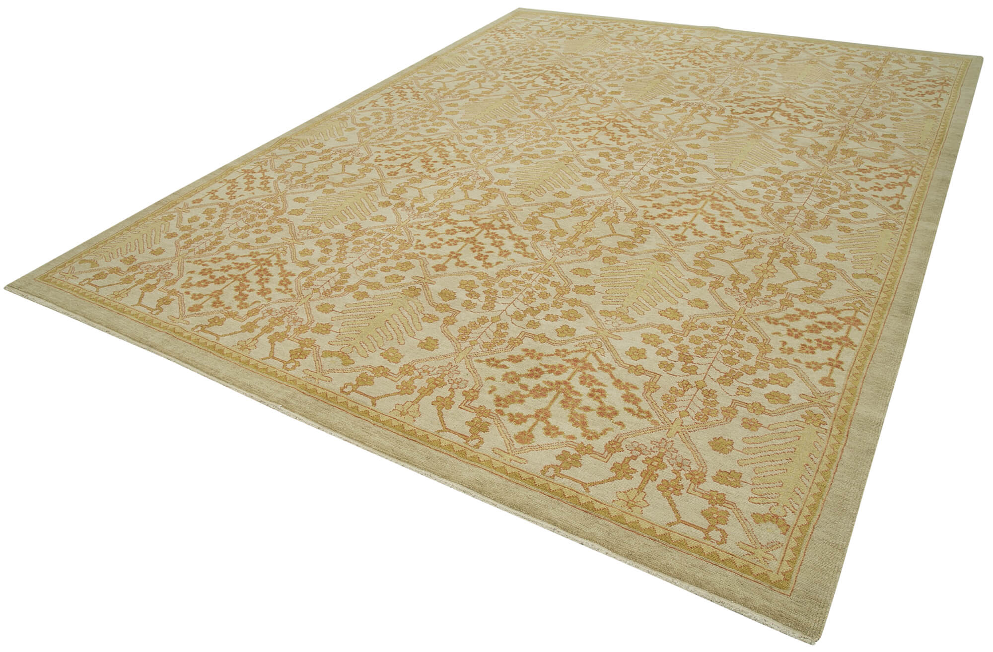 Handmade Wool Area Rug – Classic Beige Carpet 9x12 | Turkish Hand Knotted Rug