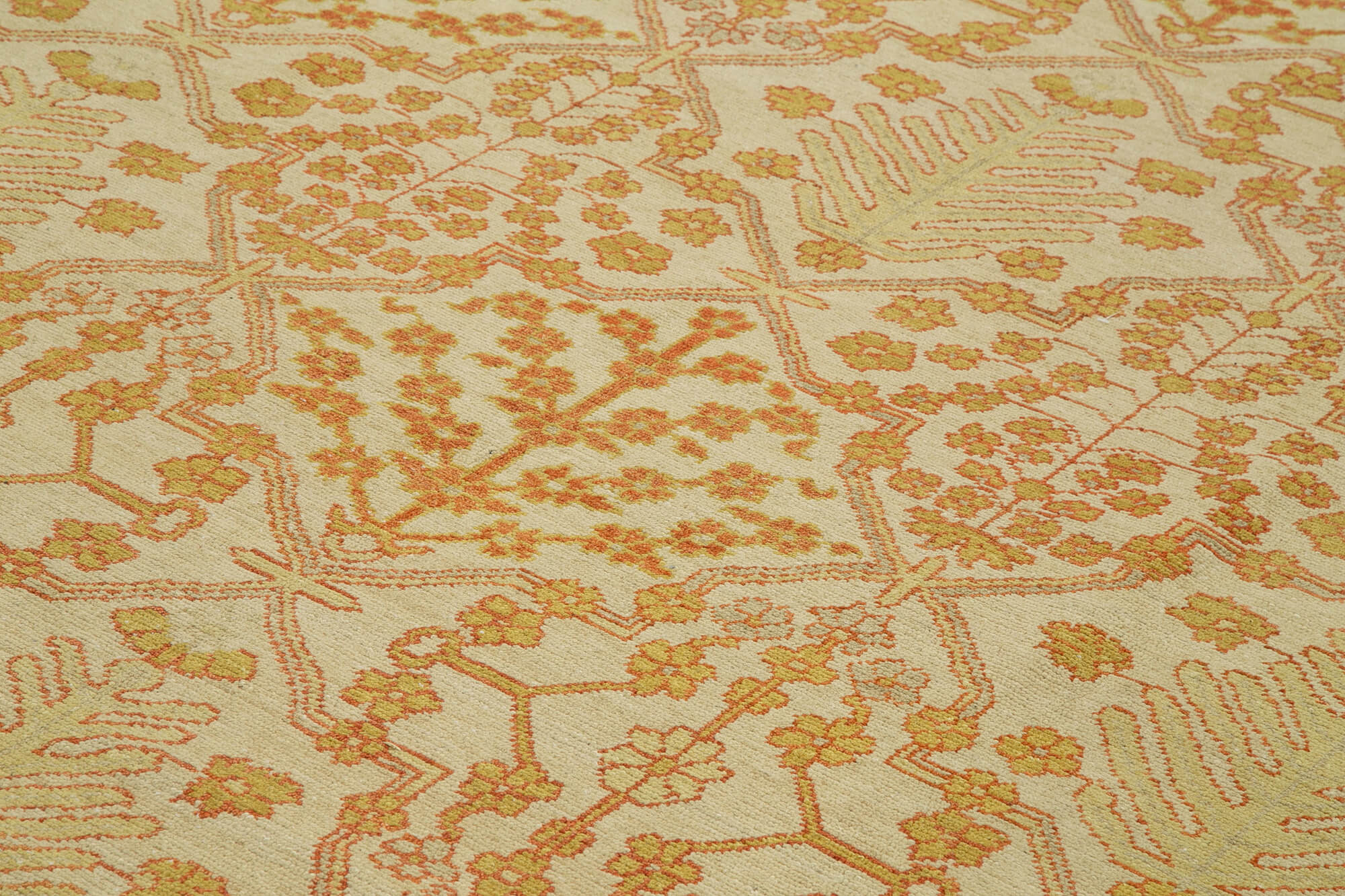 Handmade Area Rug - Classic Beige Cotton Wool Vintage Turkish Carpet 9'1''x12'6''