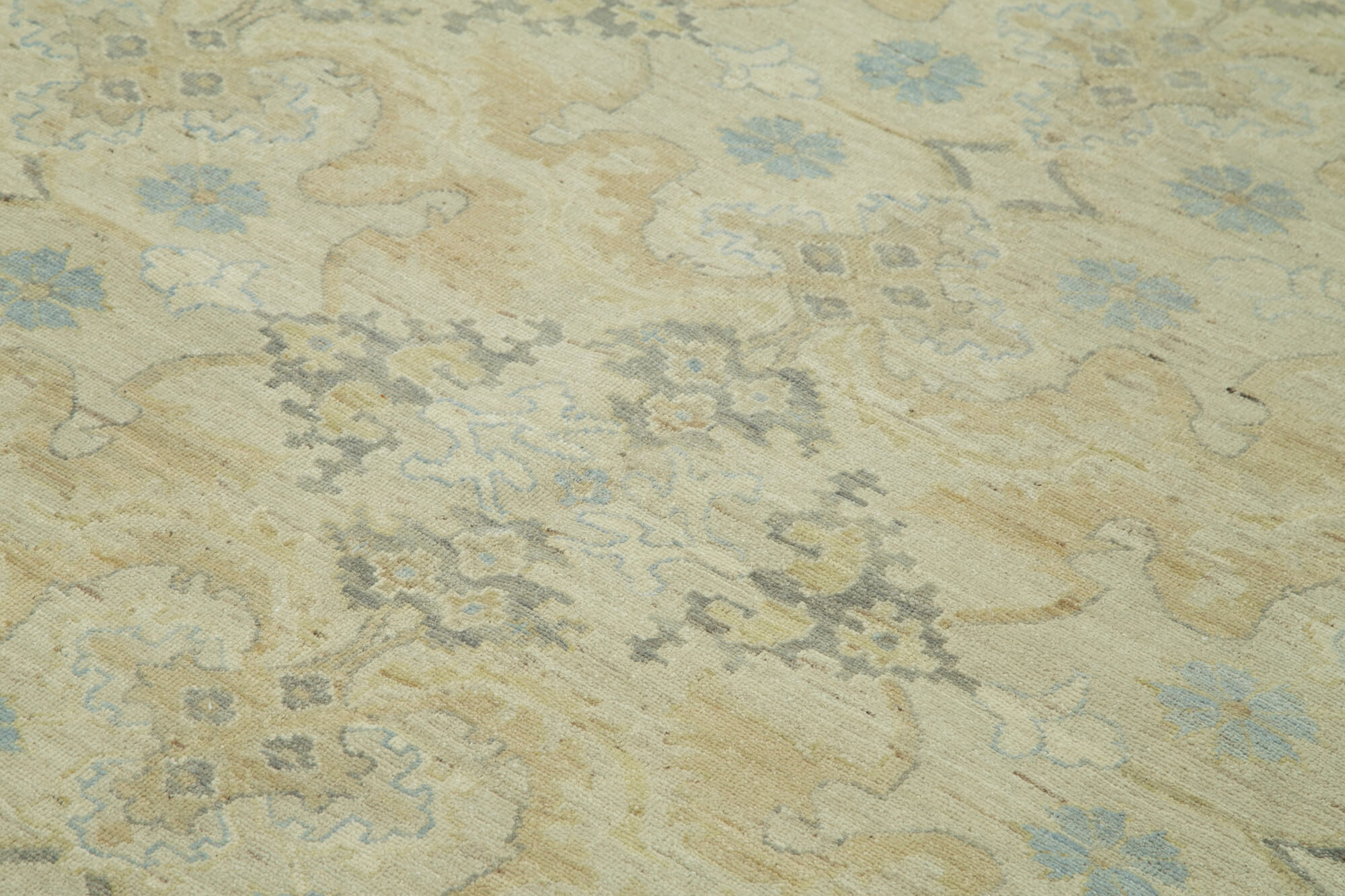 Handmade Wool Area Rug – Tebriz Classic Beige Cotton Wool Rug 9x11 Ft