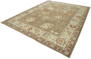 Handmade Wool Area Rug – Classic Brown Rug 9'2''x11'11'' Cotton Wool Soft Carpet