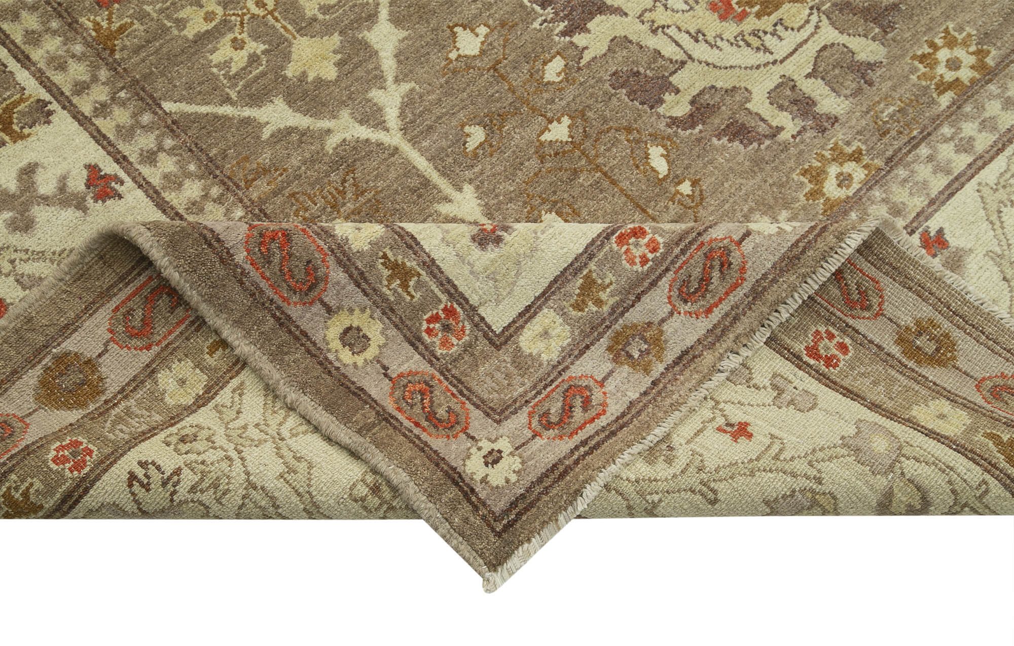 Handmade Wool Area Rug – Classic Brown Rug 9'2''x11'11'' Cotton Wool Soft Carpet